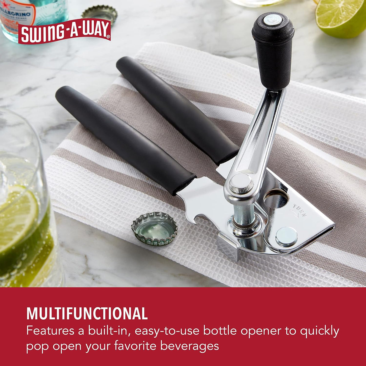 Manual Can Opener with Soft Handles,Commercial Can Openers Heavy Duty, Ergonomic Easy-Turn Crank for Seniors,Industrial Can Opener for Restaurant