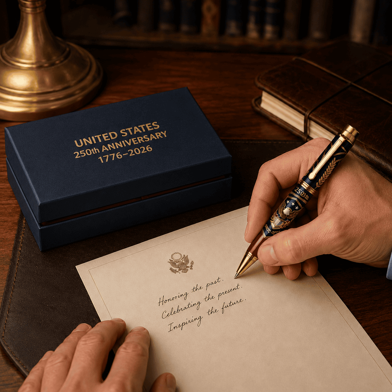 🖊100% Handmade U.S. 250th Anniversary Pen | Crafted From Real Titanium Alloy & Bullet Casing(Gofair Handmade®)