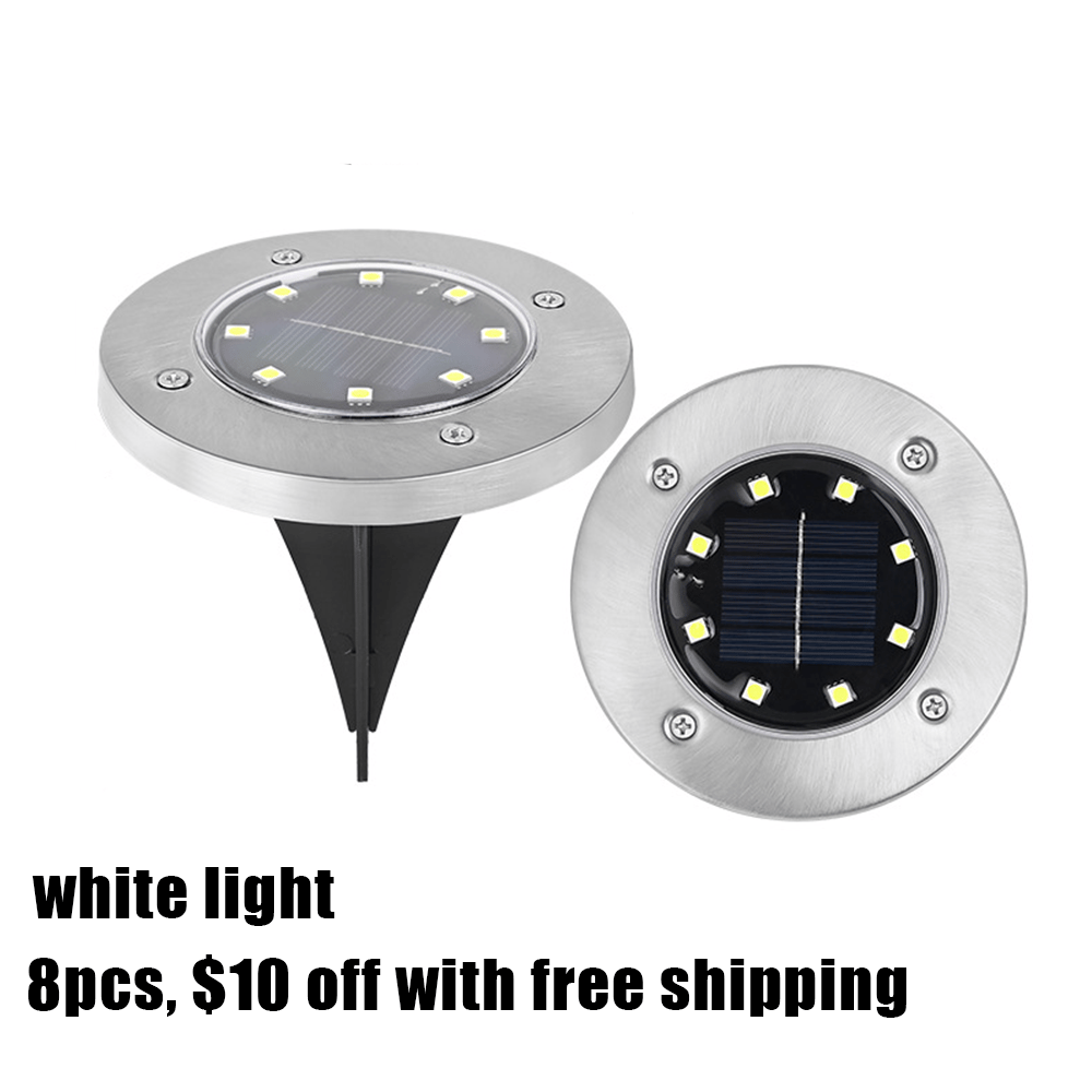 🌙 Solar Ground Lights – 8 LED Outdoor Disk Lights