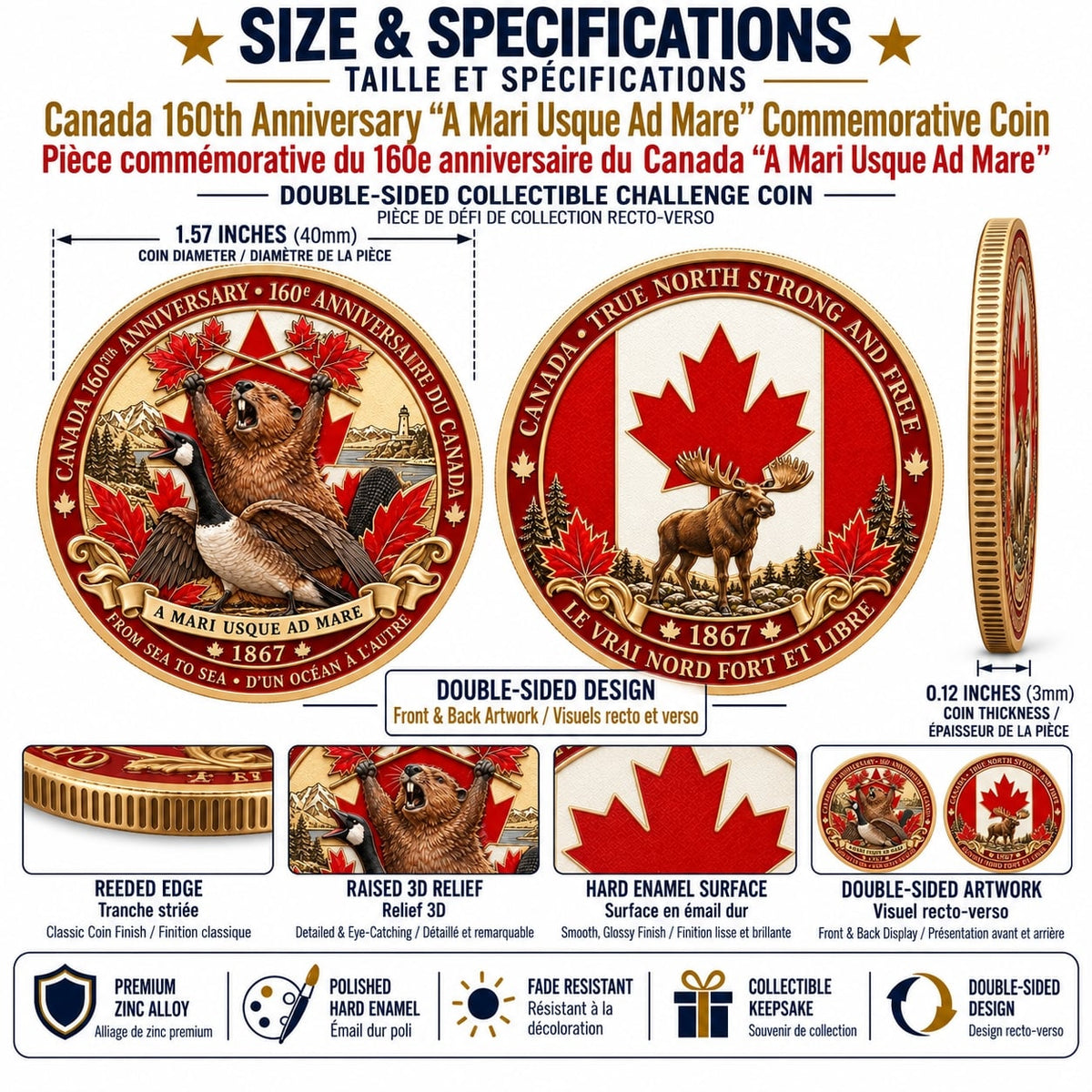 🍁Canada 160th Anniversary “A Mari Usque Ad Mare” Commemorative Coin