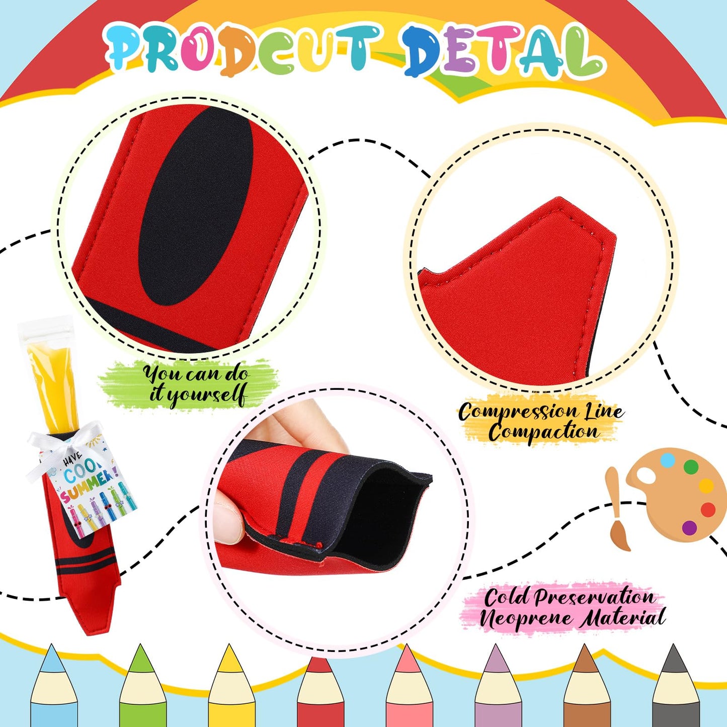 🎁Last Day 49% OFF - End of School Year Gifts: Reusable Ice Pop Sleeves 🎓🍦| 12/24/36/48 Pack