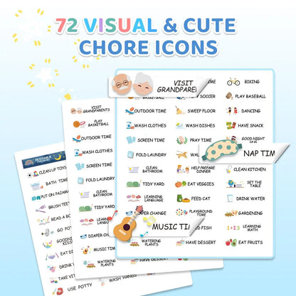 🧒👧2-in-1 Kids Magnetic Routine Chart Set (22 Pieces) | Bedtime & Morning Visual Schedule for Toddlers