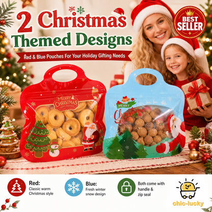 💖LAST DAY SALE 50% OFF!!🎁Easy Fill, Easy Seal🎄 Festive Self-Seal Treat Bags – Santa & Snowman Print | Resealable, Food-Safe & Perfect for Cookies, Chocolates & Little Gifts 🎅⛄