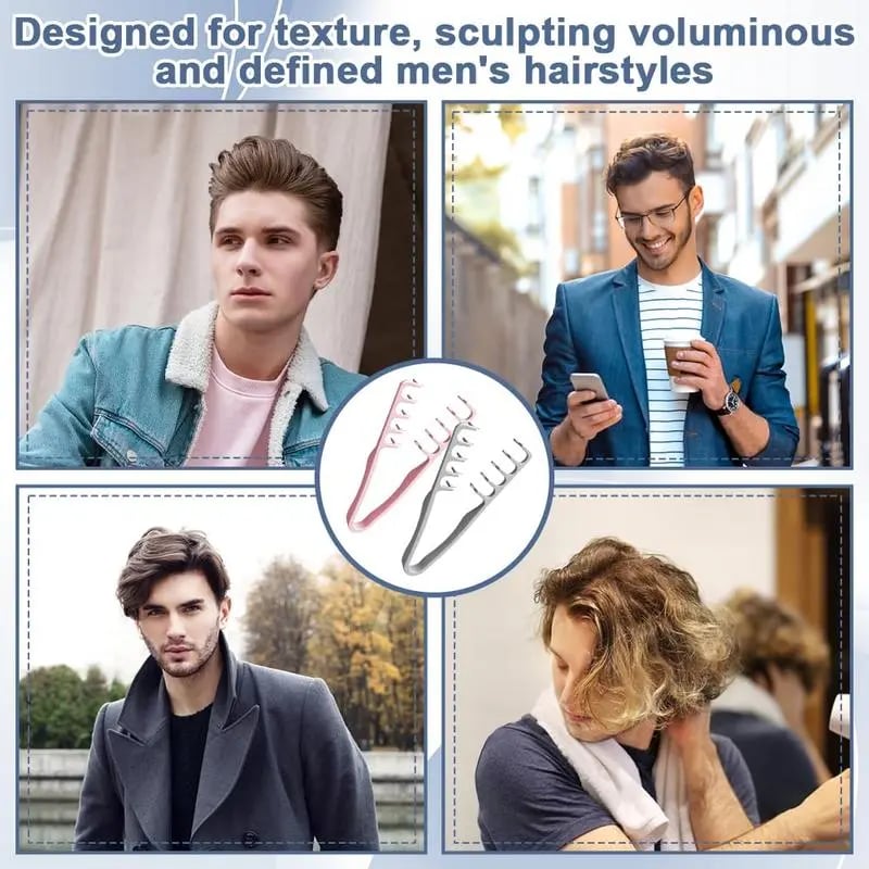 💖Last Day Buy 1 Get 1💖Unisex Hair Texture Comb! Featuring a dual-sided design with both wide and fine teeth, it helps you create voluminous, dimensional hairstyles with lifted roots(2Pcs)