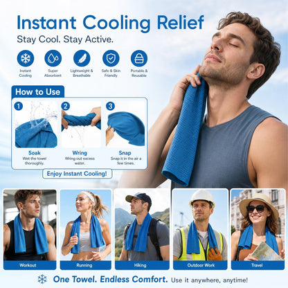 🎁Hot Sale Buy 1 Get 1 Free (Each only ＄9.99)🔥Cold Sweat Towel You Can Use Anywhere, Anytime! Reusable Soft Absorbent Cooling Portable
