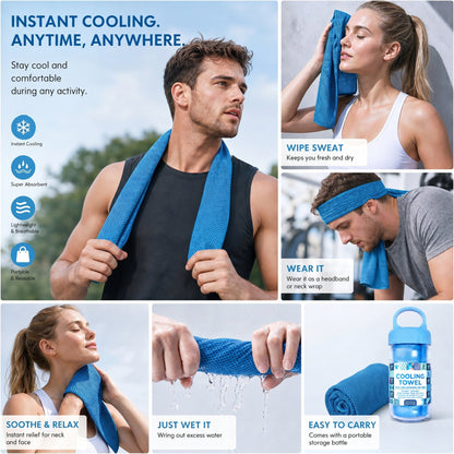 🎁Hot Sale Buy 1 Get 1 Free (Each only ＄9.99)🔥Cold Sweat Towel You Can Use Anywhere, Anytime! Reusable Soft Absorbent Cooling Portable