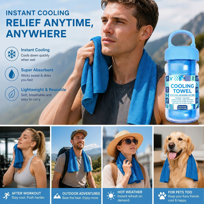 🎁Hot Sale Buy 1 Get 1 Free (Each only ＄9.99)🔥Cold Sweat Towel You Can Use Anywhere, Anytime! Reusable Soft Absorbent Cooling Portable