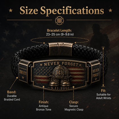 Never Forget 343 Firefighter Memorial Bracelet – Honor. Courage. Sacrifice.