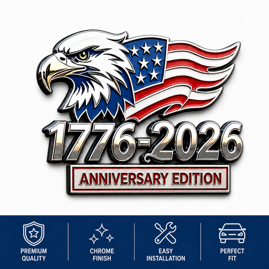 1776–2026 American 250th Anniversary Eagle & Flag Metal Car Emblem