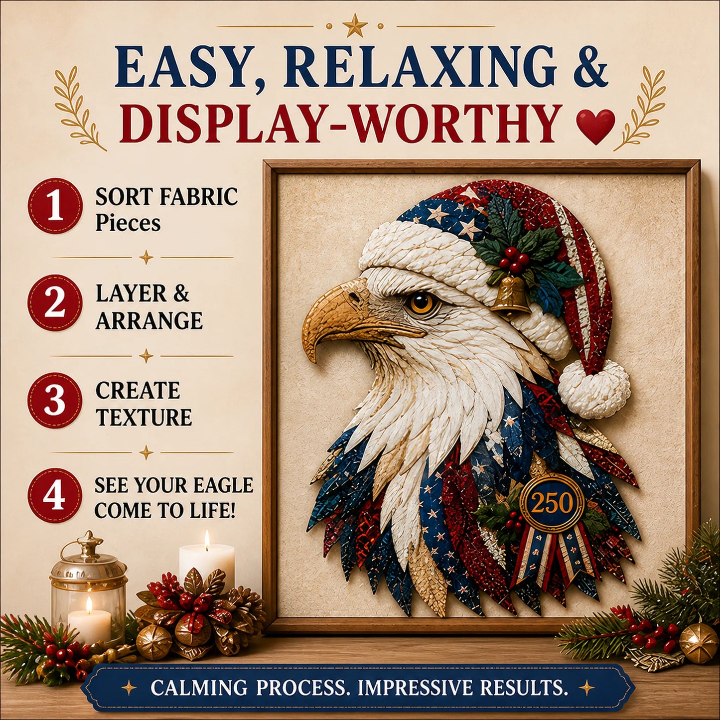 🔥LAST DAY 50% OFF - 🦅Eagle Fabric Art Kit – The Handmade Eagle That Tells Your Story