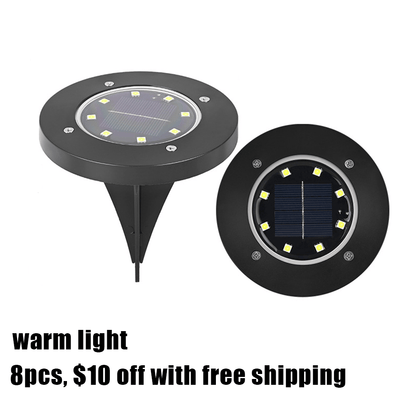 🌙 Solar Ground Lights – 8 LED Outdoor Disk Lights
