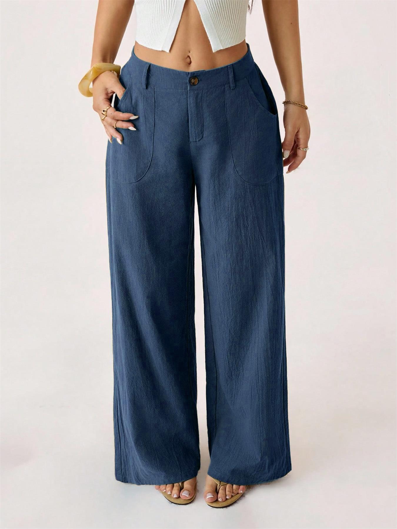 Women's Summer Classical Cotton-Linen Lightweight Palazzo Pants