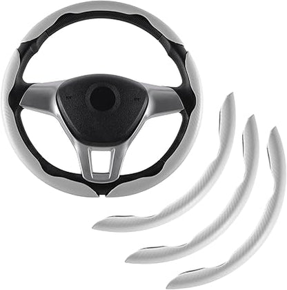 Carbon Fiber Silicone Anti-Slip Car Steering Wheel Cover Universal Fit