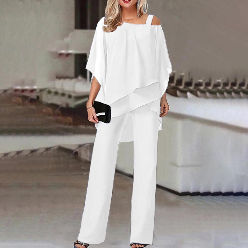 🔥 Free Shipping🔥Elegant Layered Chiffon Top & Wide-Leg Pants Set