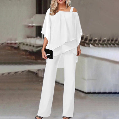 🔥 Free Shipping🔥Elegant Layered Chiffon Top & Wide-Leg Pants Set
