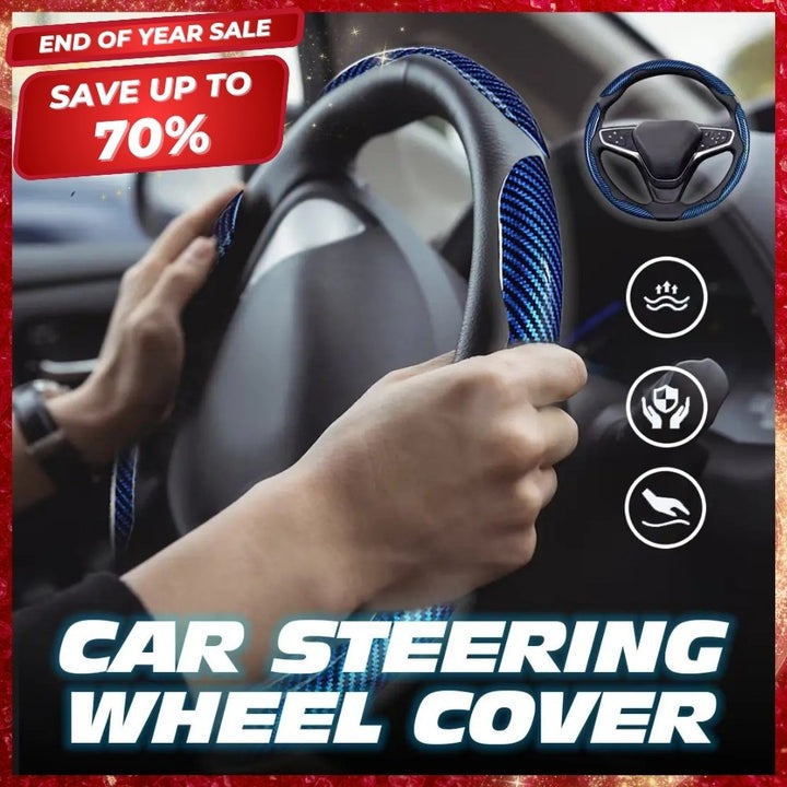 Carbon Fiber Silicone Anti-Slip Car Steering Wheel Cover Universal Fit