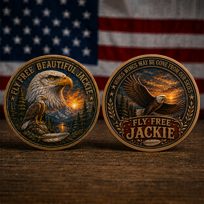 🦅 Jackie Bald Eagle 3D Relief Memorial Medallion | Detailed Color Artwork Tribute 2012–2026