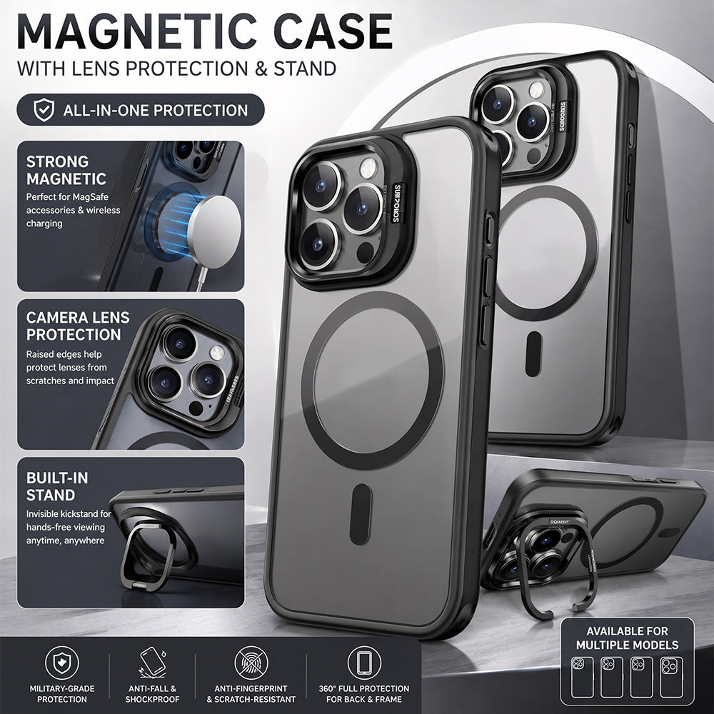 GOFAIR™ Magnetic Phone Case with Camera Protection & Built-In Stand