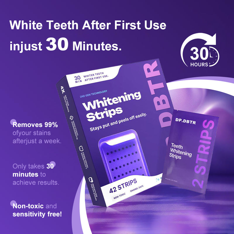 Leafora Purple Teeth Whitening Strips - 7/21 Whitening Sessions - Safe for Enamel - Non Sensitive Teeth Whitening - Peroxide-Free