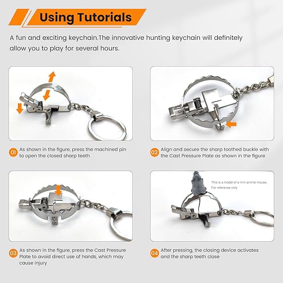 🔑MINI Bear Trap Keychain - That Works Fun Trick Mouse Trap