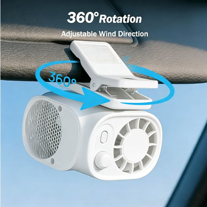 Car LCD Clip Fan 360° Rotatable 100 Speed Wind 12V USB Rechargeable 1800mAh Electric Fan Low Noise Mini Fan Clamp Anywhere Black