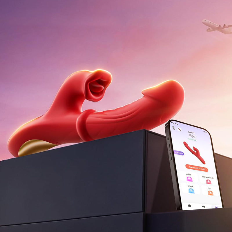 Thrusting Vibrator Sex Toys, Dildos Adult Toys G Spot Vibrator with Sliding Ring 7 Thrust Dildo 10 Tongue Licking Vibrating Sex Toy for Women