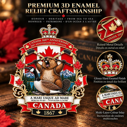 🍁 Canada 160th Anniversary “A Mari Usque Ad Mare” Tribute Badge | 3.5-Inch 3D Metal Enamel Keepsake 🇨🇦