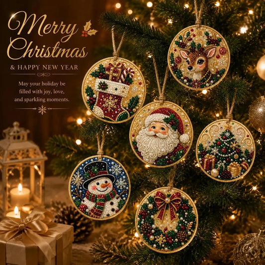 🔥Hot Sale 49% Off🎄Christmas DIY Diamond Painting Ornaments Kit (6-Piece) – Xmas Tree Hanging Craft Decoration