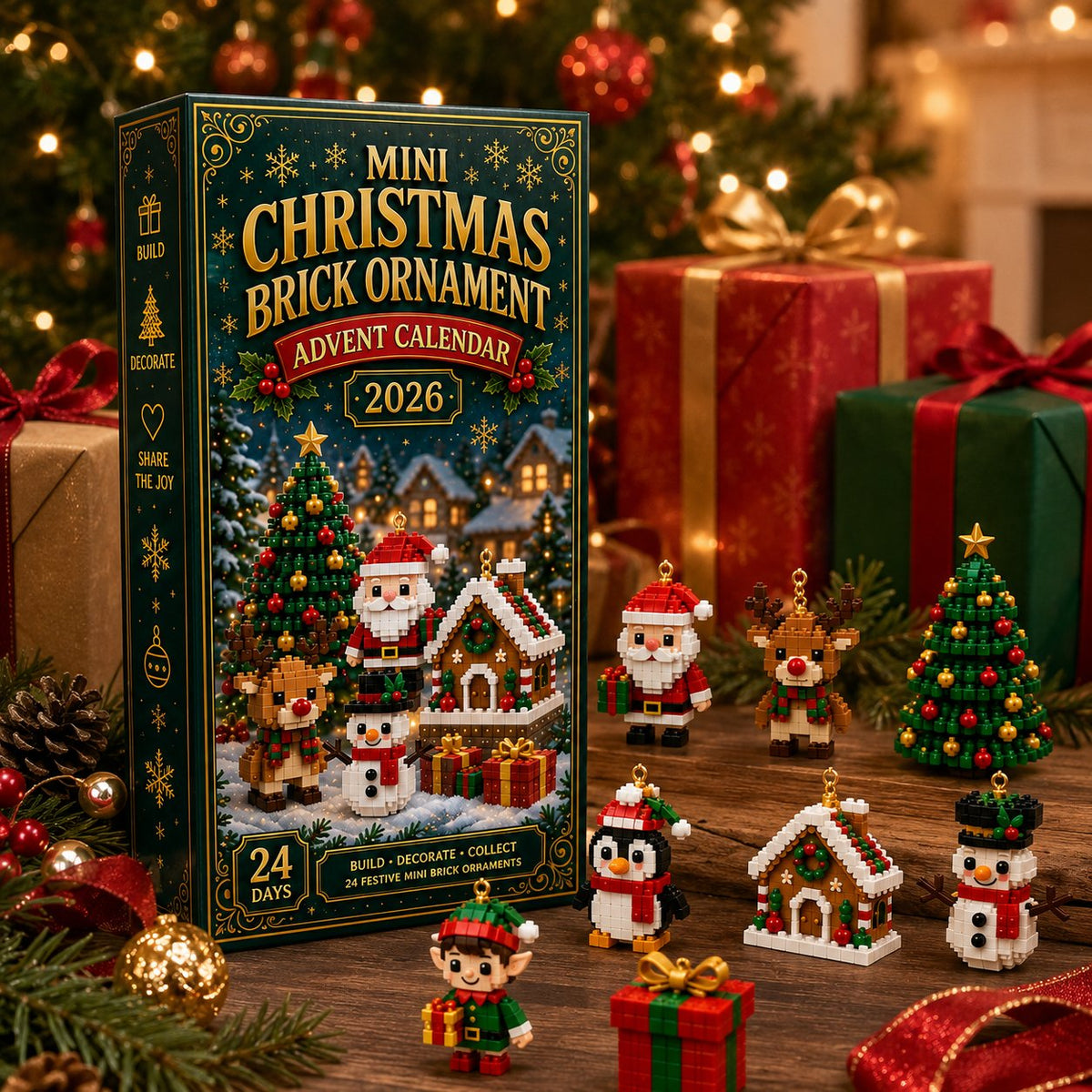 ⏳ Last day to save 50% – 🎄 24-Day Mini Christmas Ornament Advent Calendar | 24 unique festive buildable designs with hanging loops—perfect for decorating Christmas trees, wreaths, and holiday displays 🧱