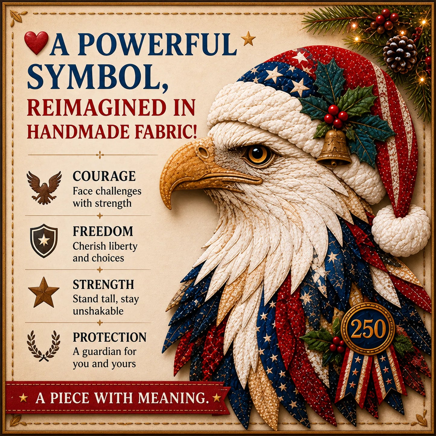 🔥LAST DAY 50% OFF - 🦅Eagle Fabric Art Kit – The Handmade Eagle That Tells Your Story