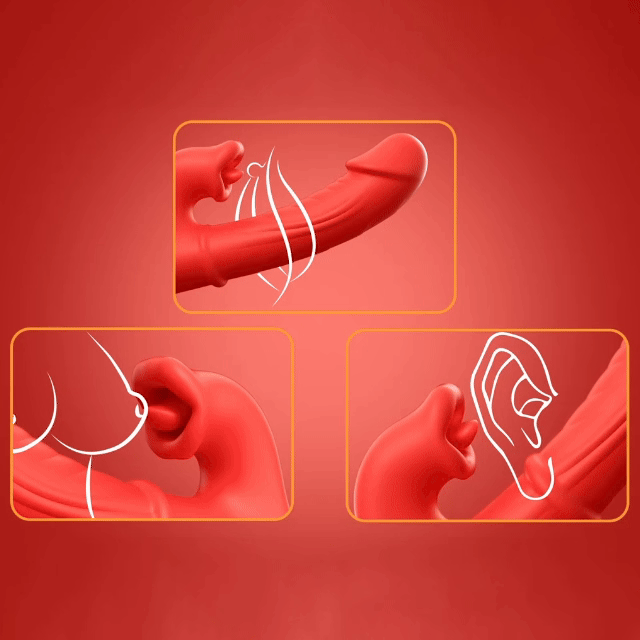 Thrusting Vibrator Sex Toys, Dildos Adult Toys G Spot Vibrator with Sliding Ring 7 Thrust Dildo 10 Tongue Licking Vibrating Sex Toy for Women