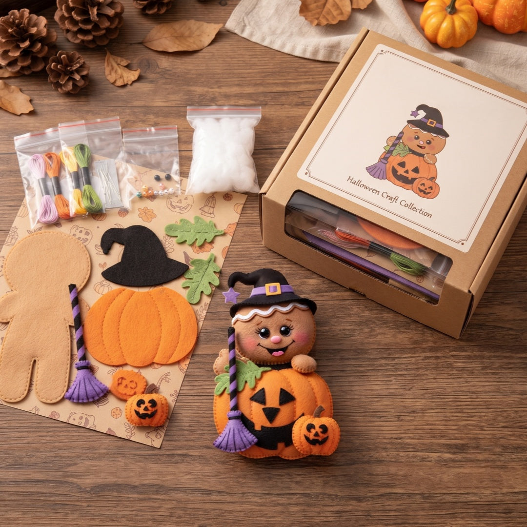 Halloween Witch Gingerbread DIY Hand Sew Felt Craft Kit – For Craft Lovers