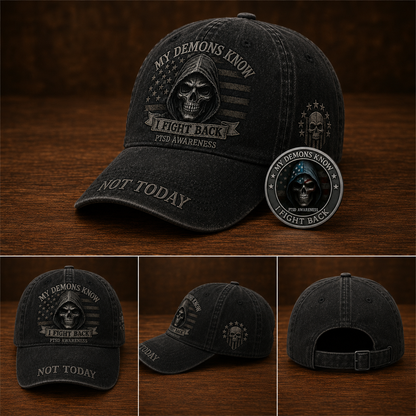 My Demons Know PTSD Awareness Cap 🎁 Free Honor Coin With Every Cap Purchase