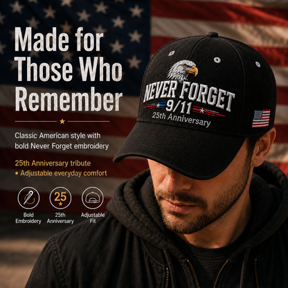 🇺🇸 9/11 Never Forget 2001–2026 Honor Cap 🎁 Free Memorial Coin With Every Cap Purchase