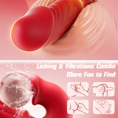 Thrusting Vibrator Sex Toys, Dildos Adult Toys G Spot Vibrator with Sliding Ring 7 Thrust Dildo 10 Tongue Licking Vibrating Sex Toy for Women