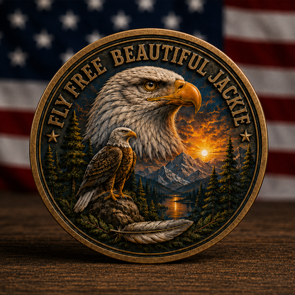 🦅 Jackie Bald Eagle 3D Relief Memorial Medallion | Detailed Color Artwork Tribute 2012–2026