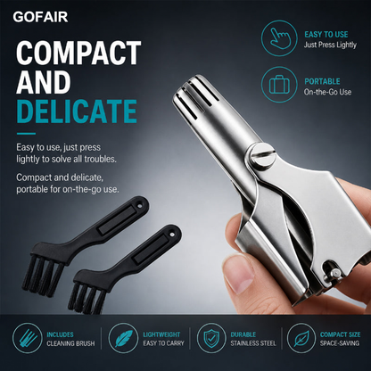 GOFAIR™ Manual Nose Hair Trimmer – Stainless Steel 360° Trimmer, Waterproof & No Battery Required