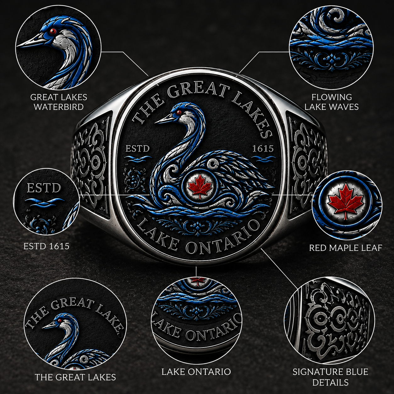 Lake Ontario Forever Ring | Canadian Heritage Great Lakes Men's Gift