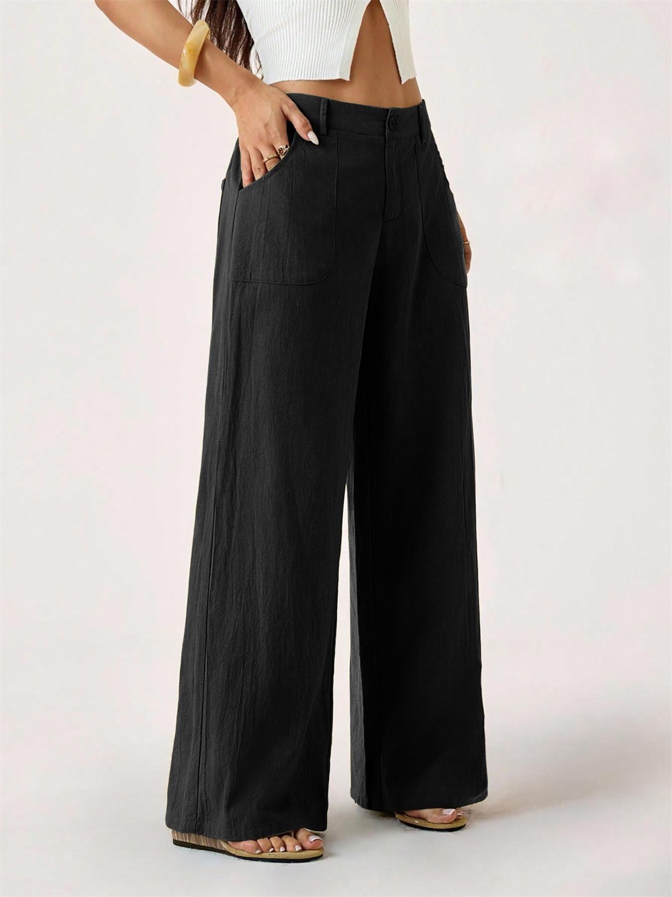 Women's Summer Classical Cotton-Linen Lightweight Palazzo Pants