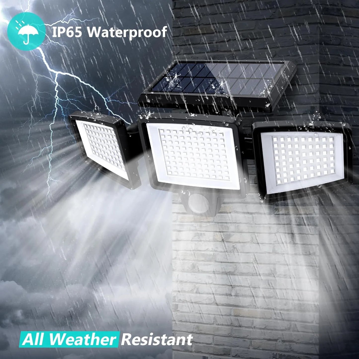 Foldable 3-Head Solar Motion Security Light with Remote