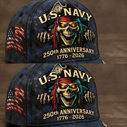 🔥 65K+ SOLD! ⚓ U.S. Navy 250th Anniversary Skull Cap – Bold Edition 🇺🇸