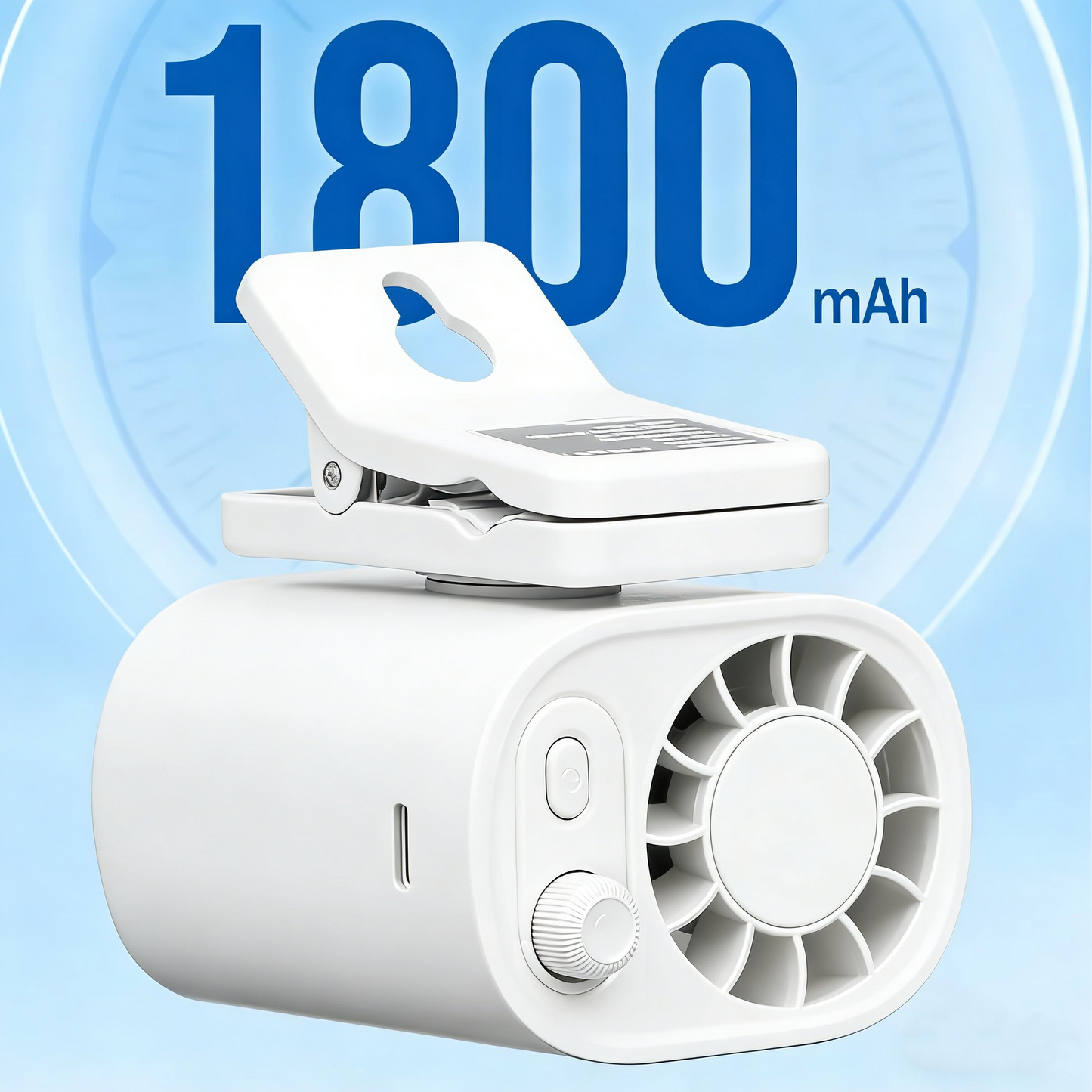 Car LCD Clip Fan 360° Rotatable 100 Speed Wind 12V USB Rechargeable 1800mAh Electric Fan Low Noise Mini Fan Clamp Anywhere Black