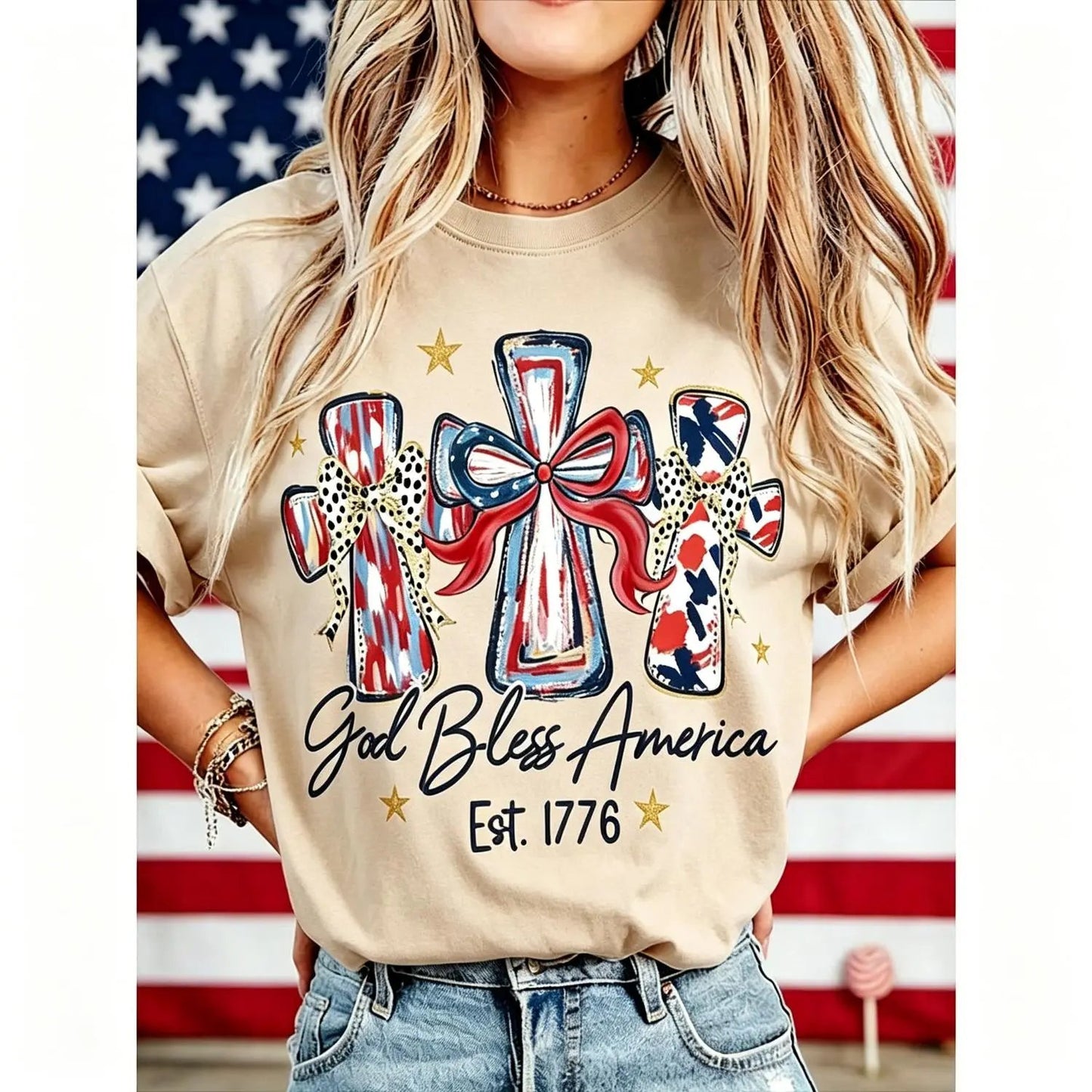 God Bless America Women Washed T-shirt Vintage 250 Years America Anniversary USA 250th Birthday Gift Shirt Memorial Independence Day 4th of July Men Women Cotton Tee Shirt