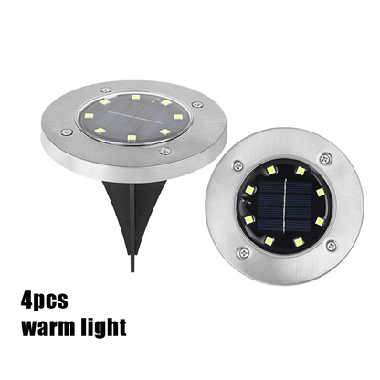 🌙 Solar Ground Lights – 8 LED Outdoor Disk Lights