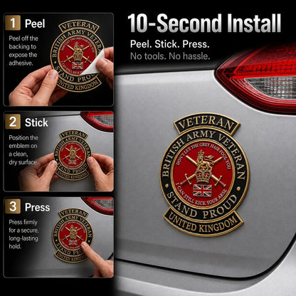 👑 British Army Veteran “Stand Proud” Tribute Metal Car Emblem