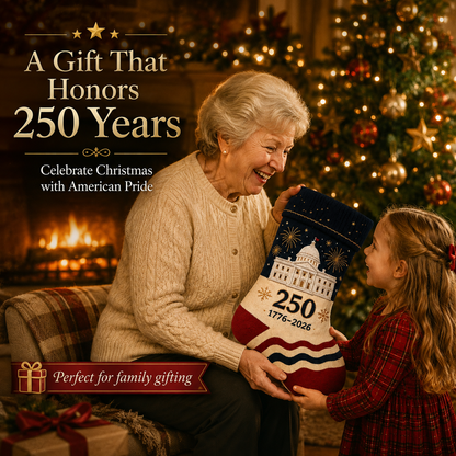 USA 250th Anniversary 1776–2026 Embroidered Christmas Stocking
