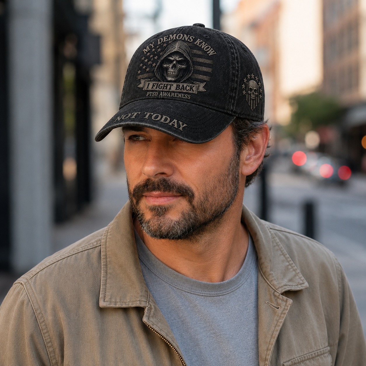 My Demons Know PTSD Awareness Cap 🎁 Free Honor Coin With Every Cap Purchase