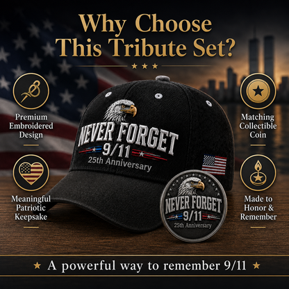 🇺🇸 9/11 Never Forget 2001–2026 Honor Cap 🎁 Free Memorial Coin With Every Cap Purchase