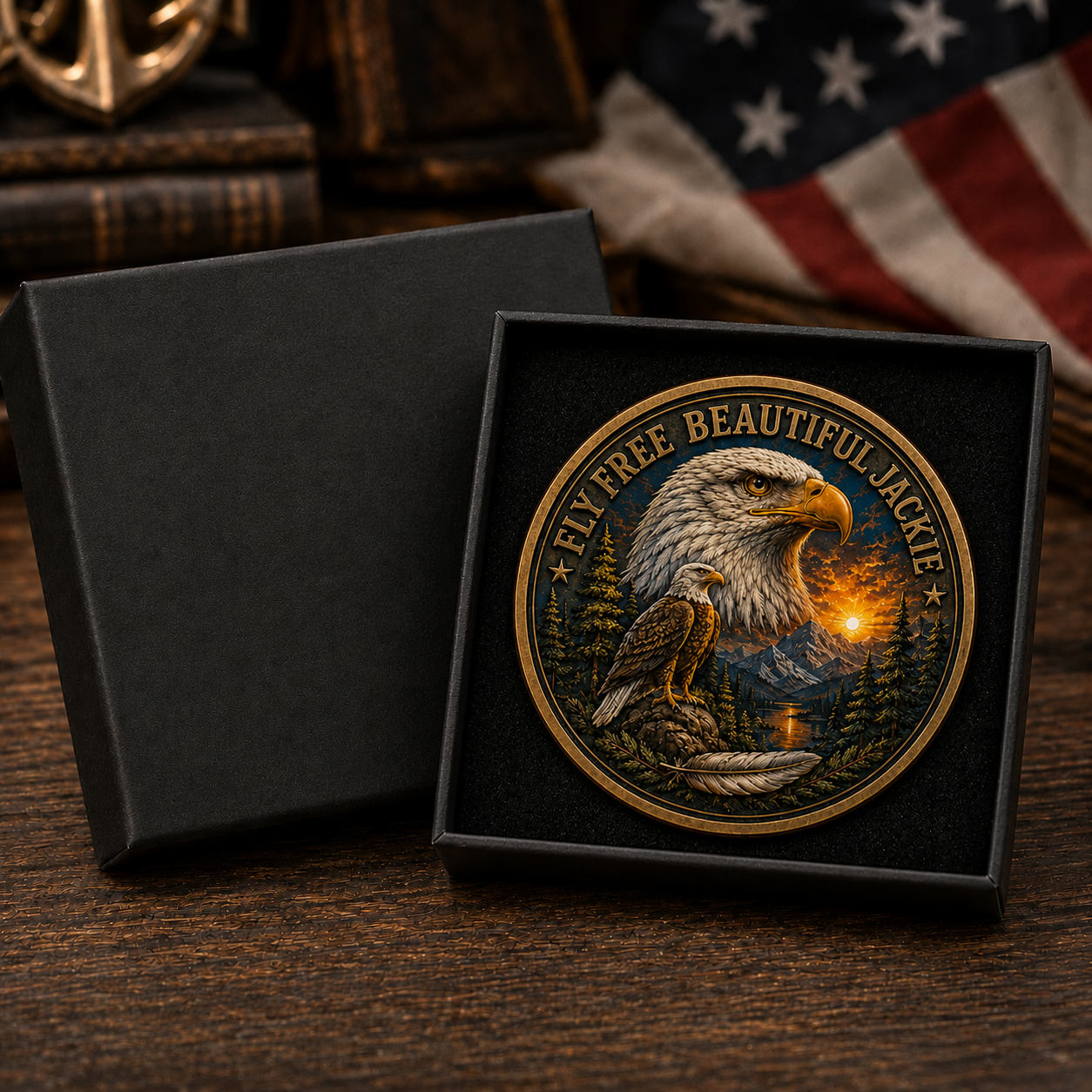 🦅 Jackie Bald Eagle 3D Relief Memorial Medallion | Detailed Color Artwork Tribute 2012–2026