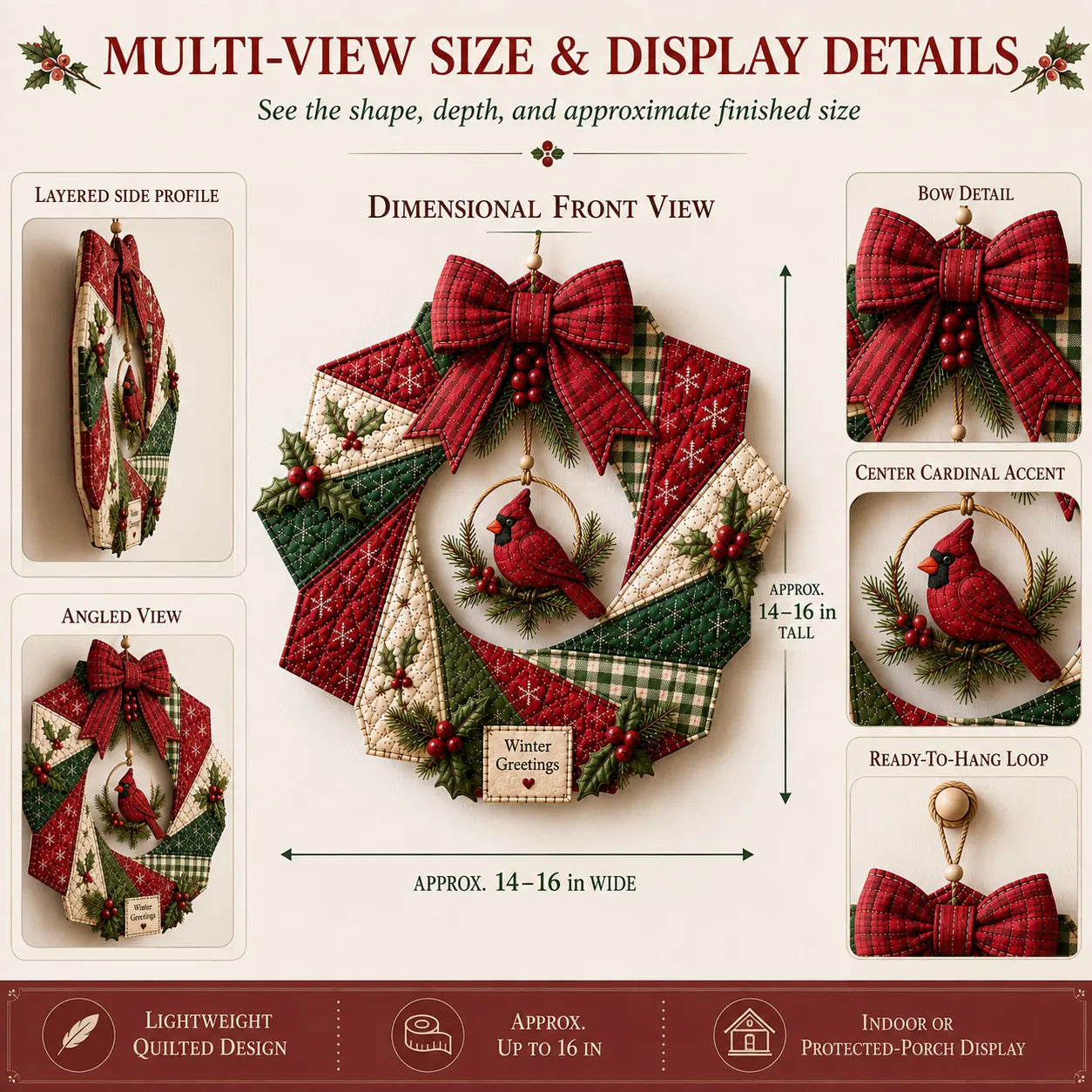 🔥LAST DAY 50% OFF - 🎄 Christmas Fabric Wreath DIY Kit – A Cardinal Blessing You’ll Make with Love & Treasure Year After Year ❤️🐦